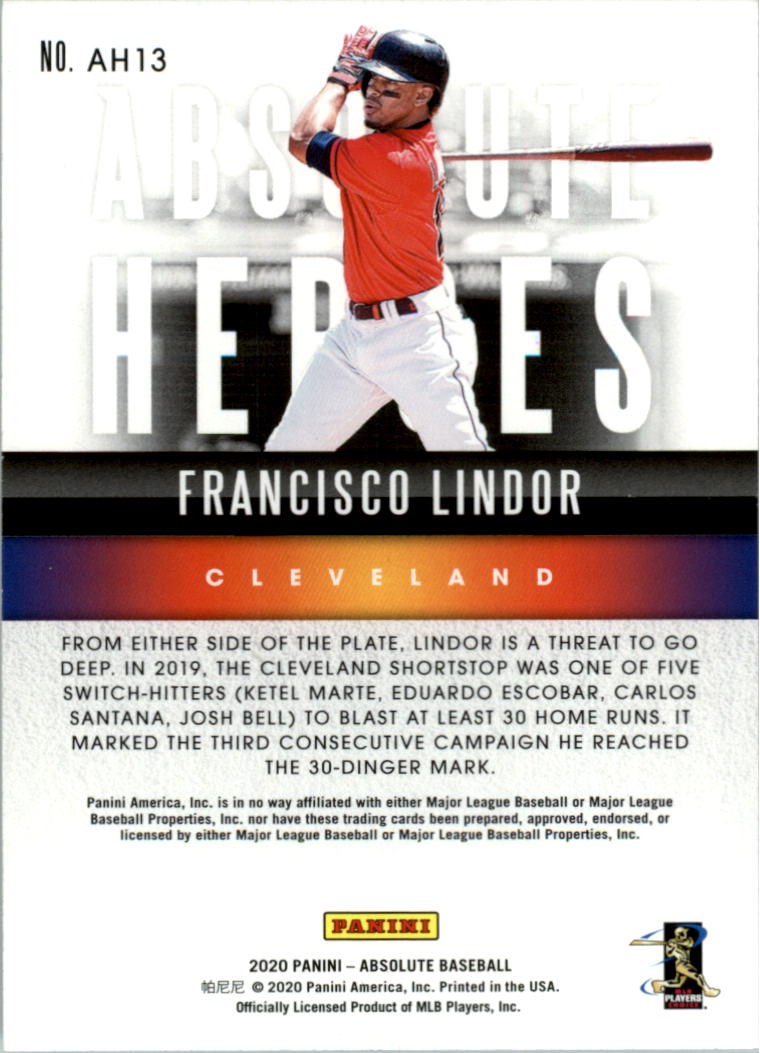 2020 Absolute Absolute Heroes #13 Francisco Lindor back image