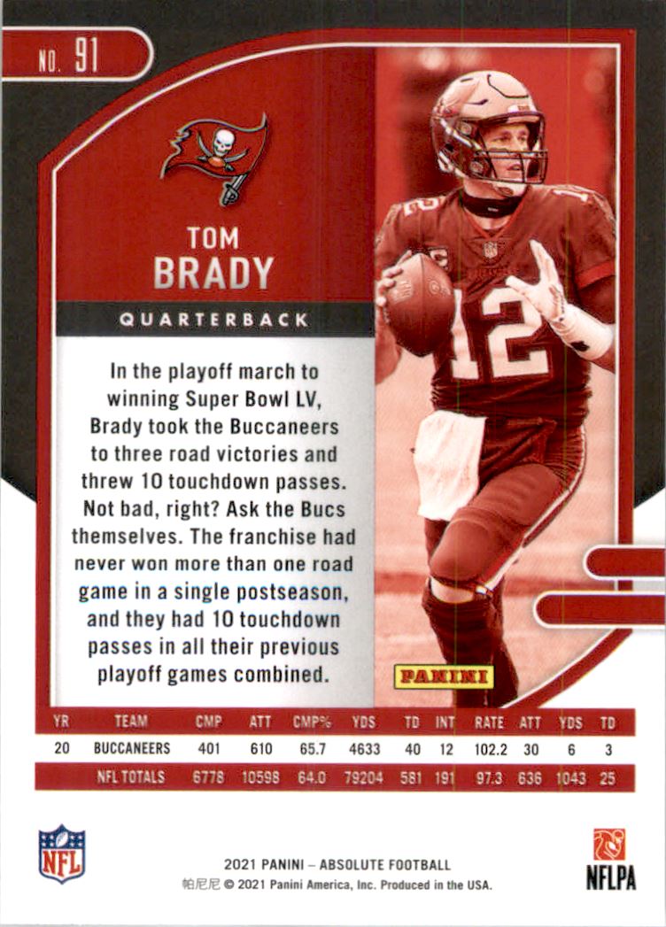 2021 Absolute Red #91 Tom Brady
