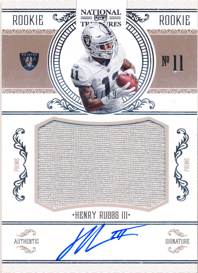 2020 Panini National Treasures Crossover Rookie Patch Autographs #14 Henry Ruggs III/49