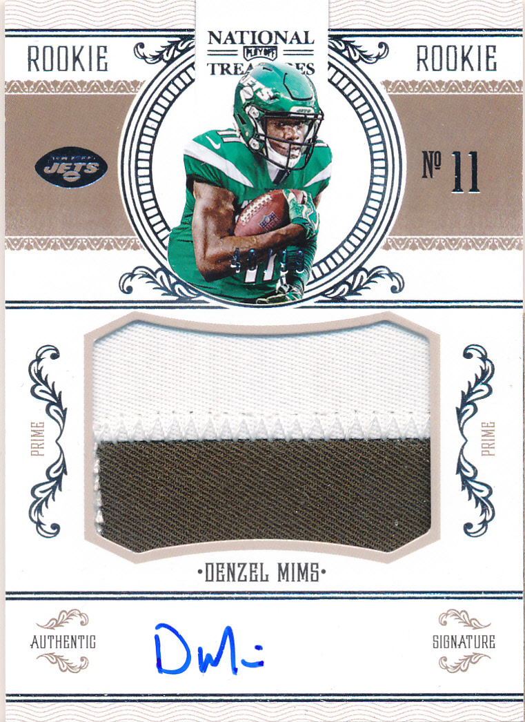 2020 Panini National Treasures Crossover Rookie Patch Autographs #28 Denzel Mims/99