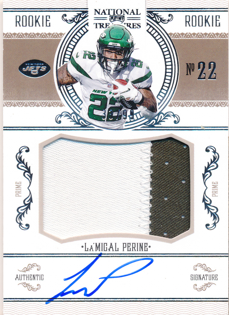 2020 Panini National Treasures Crossover Rookie Patch Autographs #40 La'Mical Perine/99