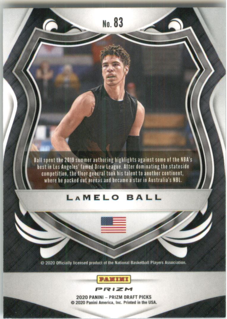2020-21 Panini Prizm Draft Picks Prizms Red White and Blue #83 LaMelo Ball CR