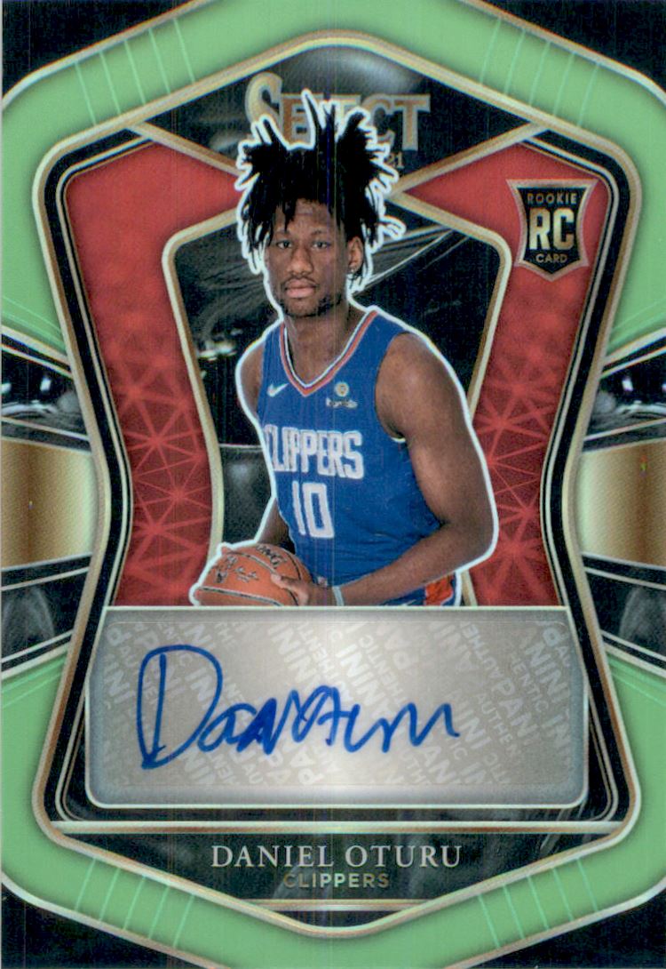 2020-21 Select Rookie Signatures Prizms Neon Green #33 Daniel Oturu