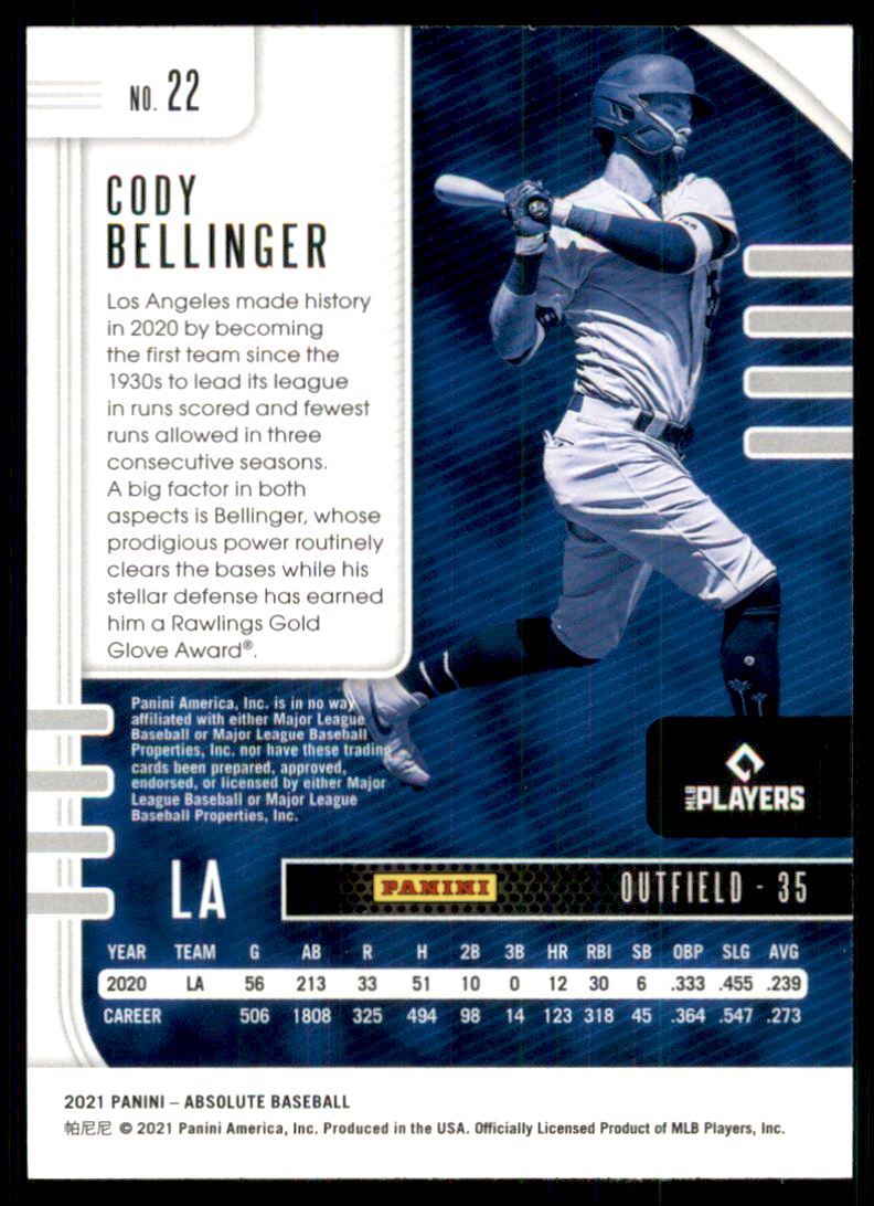 2021 Absolute #22 Cody Bellinger back image