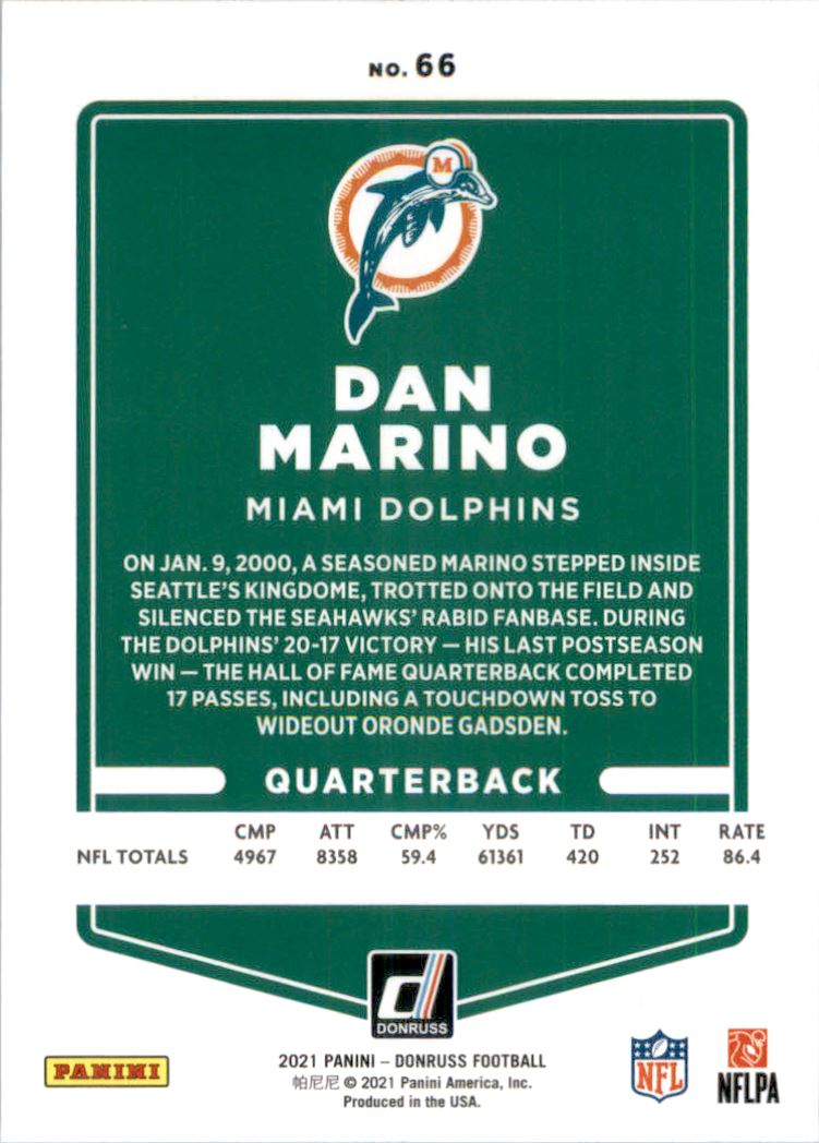 2021 Donruss Press Proof Blue #66 Dan Marino