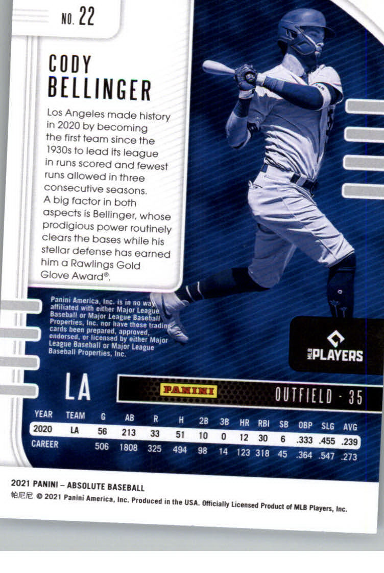 2021 Absolute #22 Cody Bellinger back image