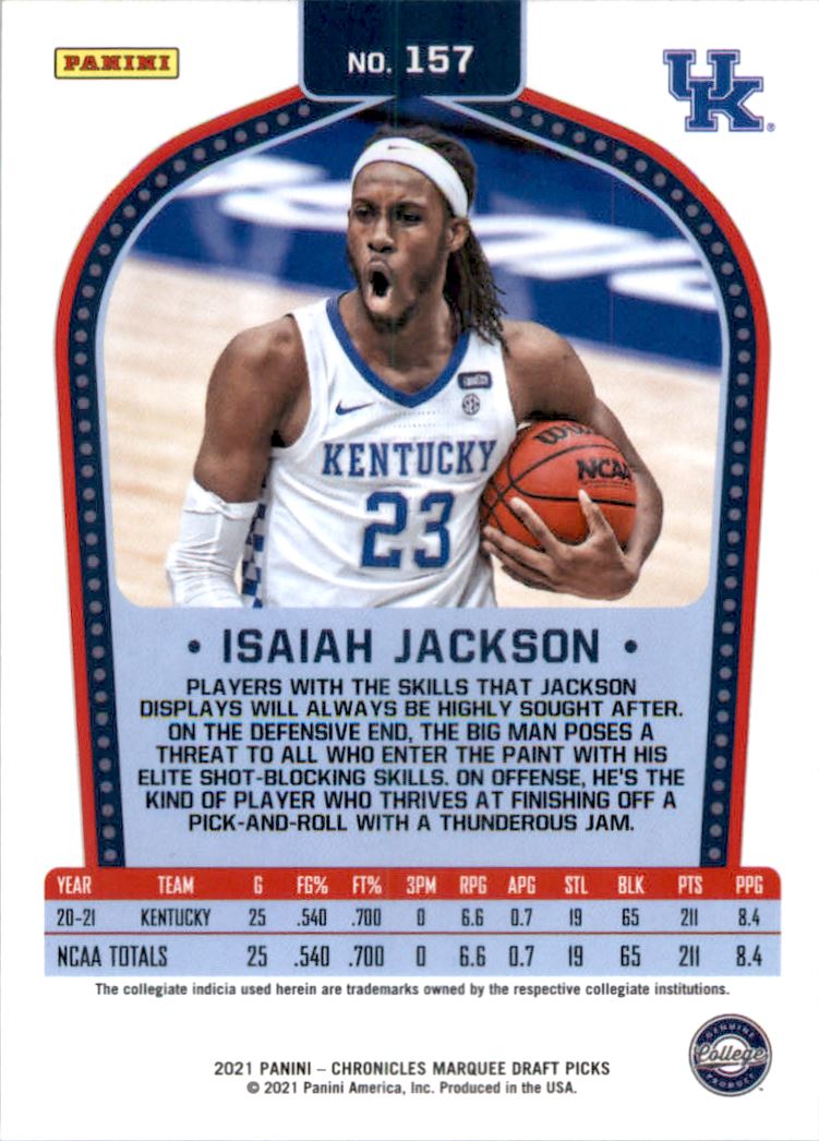2021 Panini Chronicles Draft Picks Marquee #157 Isaiah Jackson Rookie Card