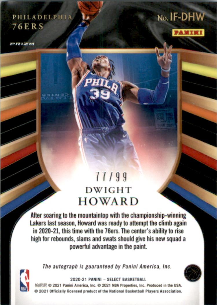 2020-21 Select In Flight Signatures Prizms Neon Green #7 Dwight Howard/99