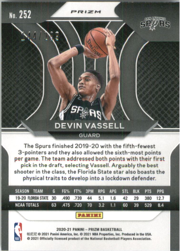 2020-21 Panini Prizm Prizms Red #252 Devin Vassell