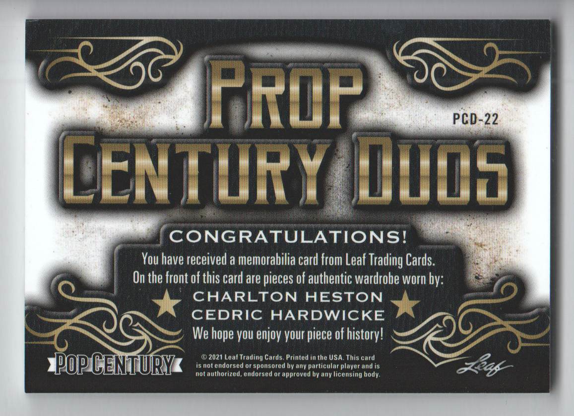 2021 Leaf Pop Century Metal Prop Century Duos Bronze #PCD22 Charlton Heston / Cedric Hardwicke back image