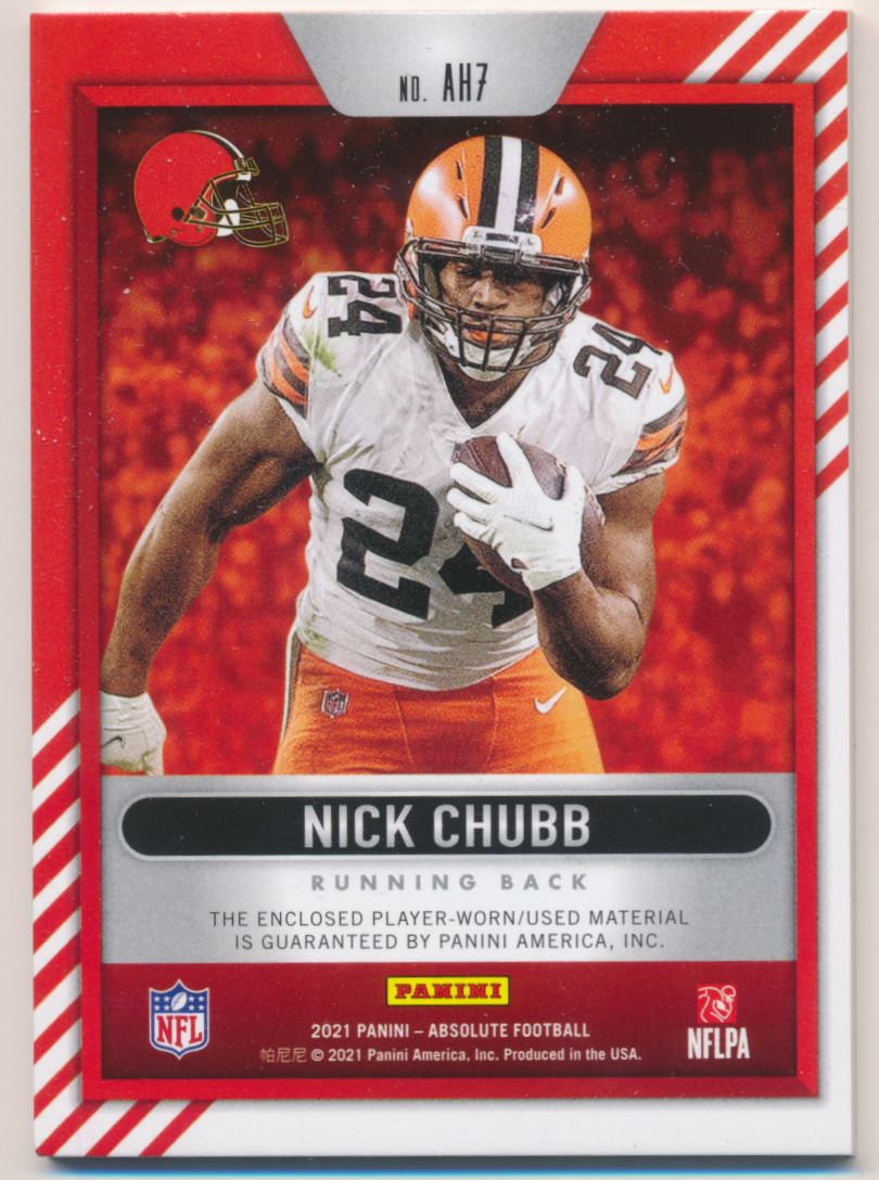 2021 Absolute Absolute Heroes Memorabilia 7 Nick Chubb Nm Mt