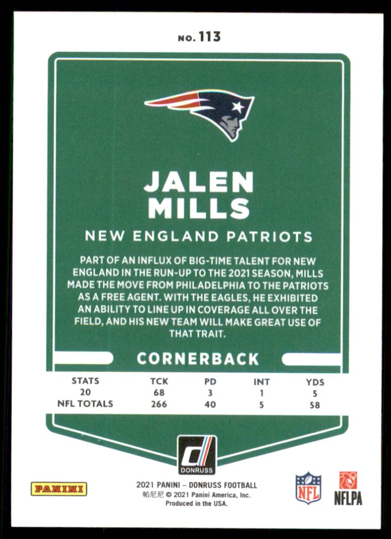 2021 Donruss Press Proof Premium #113 Jalen Mills