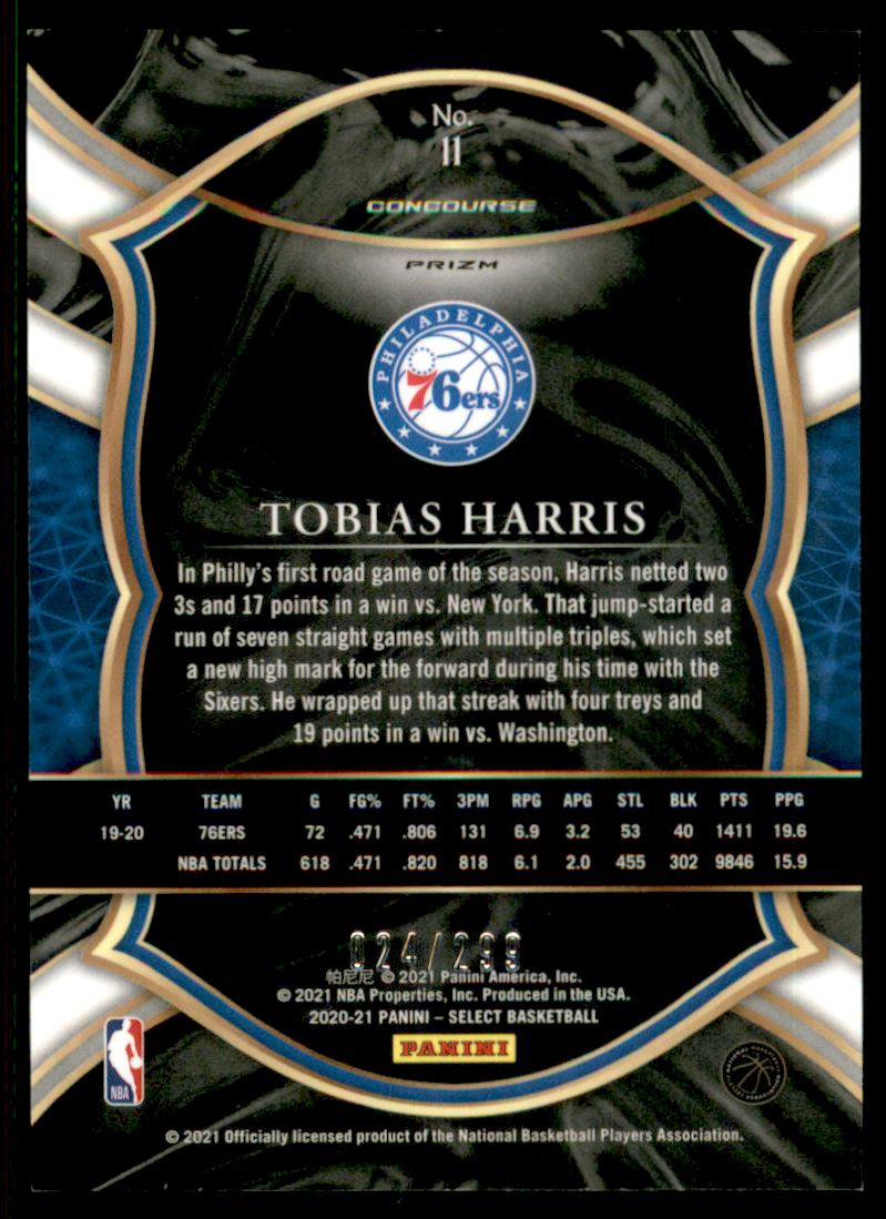 2020-21 Select Prizms Light Blue #11 Tobias Harris back image