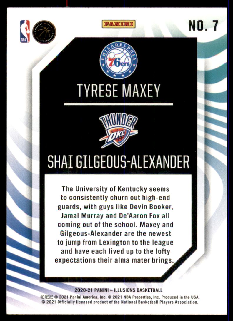 2020-21 Panini Illusions Rookie Reflections #7 Shai Gilgeous-Alexander/Tyrese Maxey