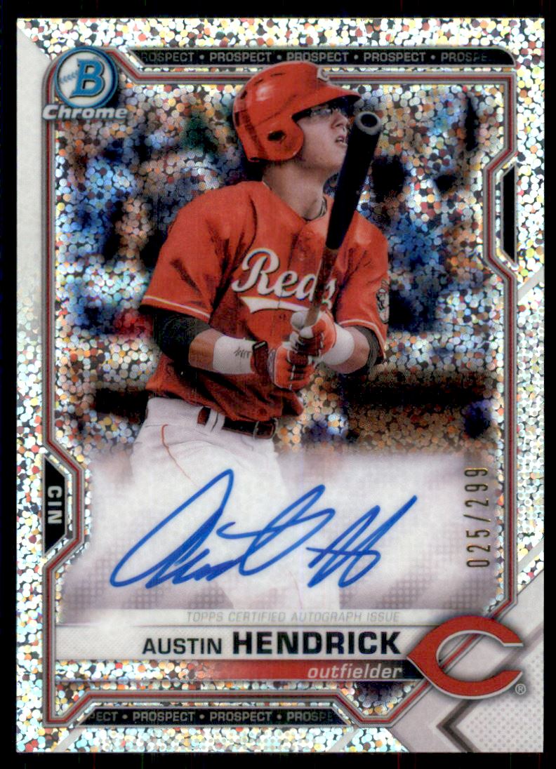 2021 Bowman Chrome Prospect Autographs Speckle Refractors #CPAAH Austin Hendrick