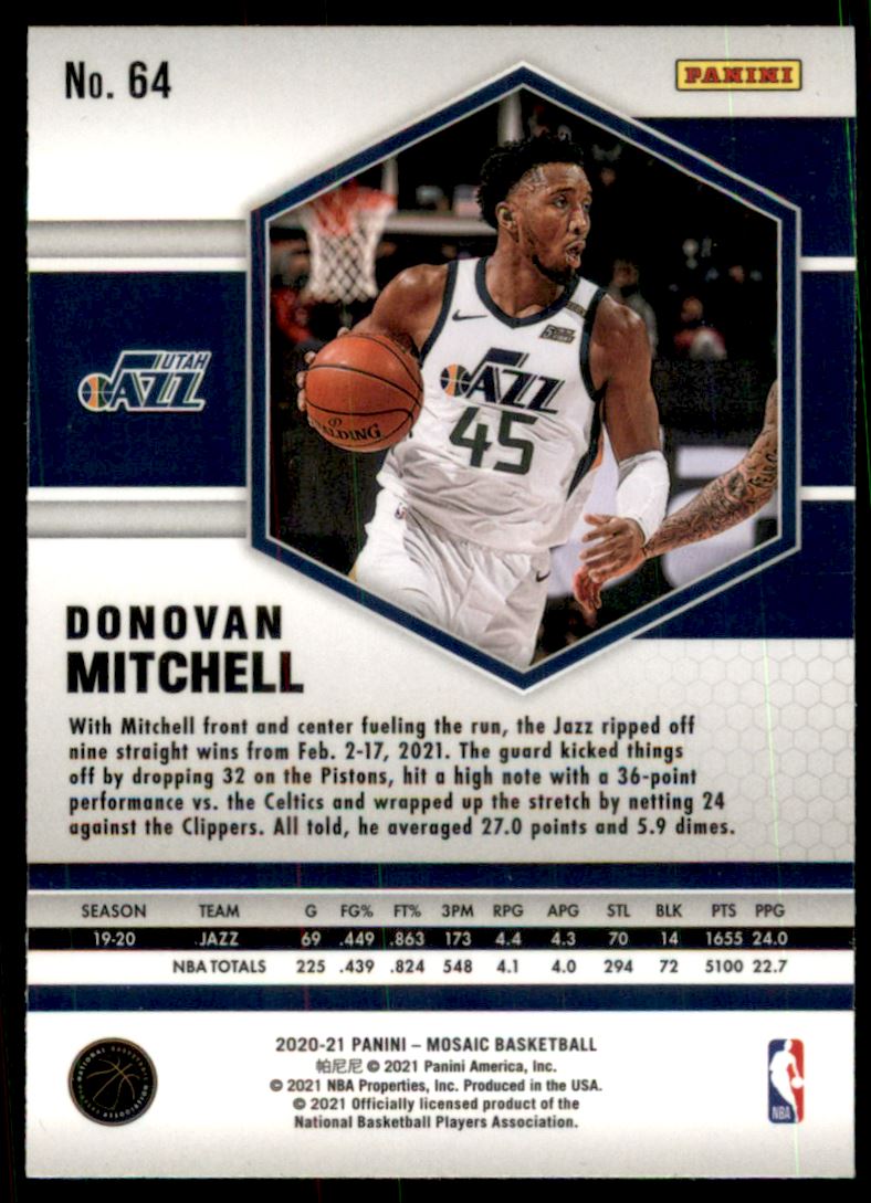 2020-21 Panini Mosaic #64 Donovan Mitchell
