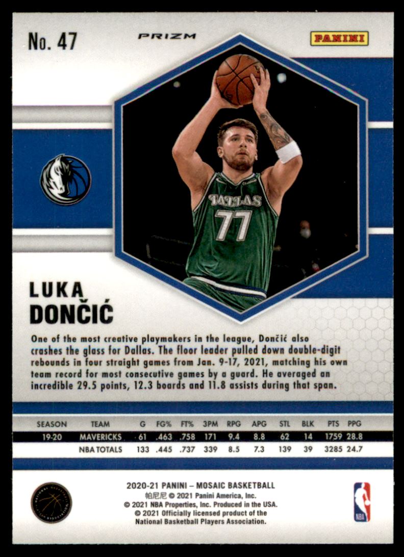 その他 2020 Luka Doncic #47 Green Mosaic 2020-21 Panini Mosaic - Luka Dončić #47 for sale | eBay