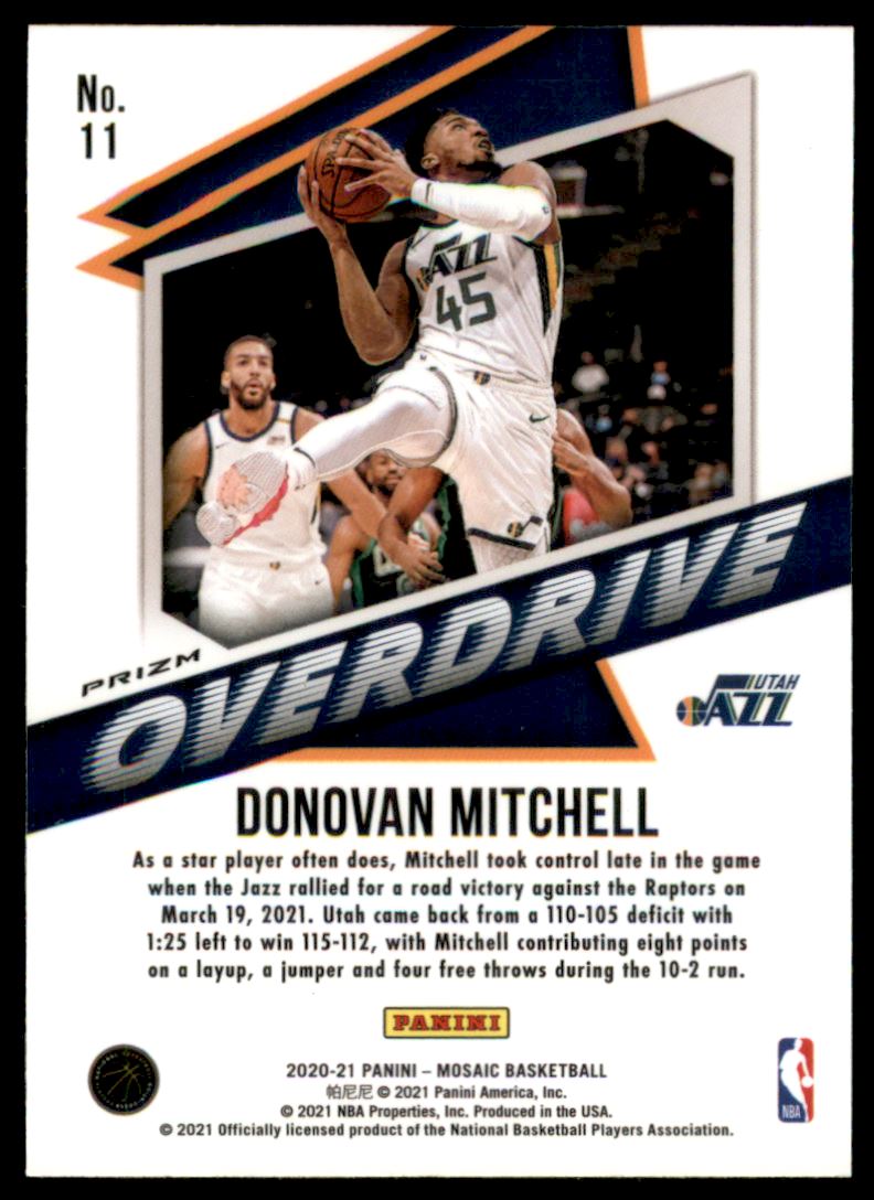 2020-21 Panini Mosaic Overdrive #11 Donovan Mitchell