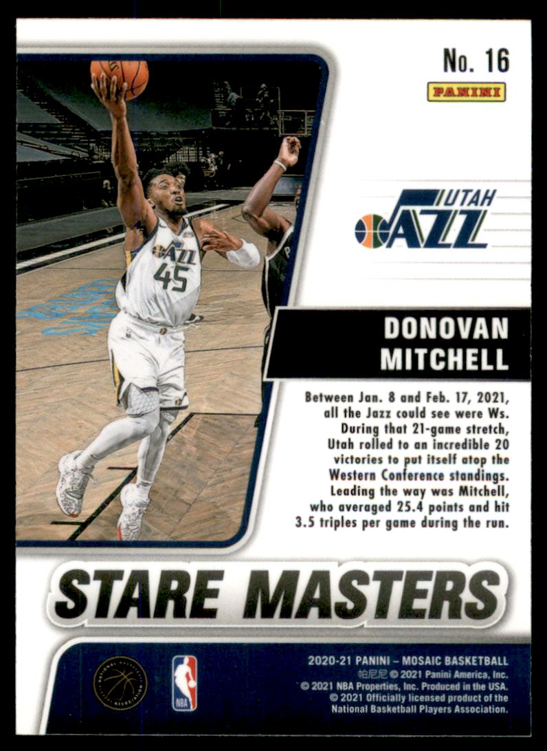 2020-21 Panini Mosaic Stare Masters #16 Donovan Mitchell