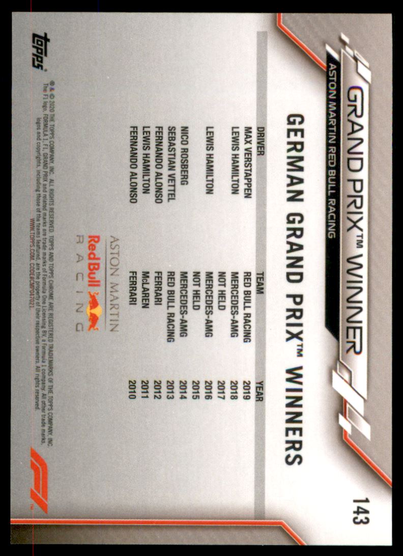 2020 Topps Chrome Sapphire Formula 1 #143 Max Verstappen/Grand