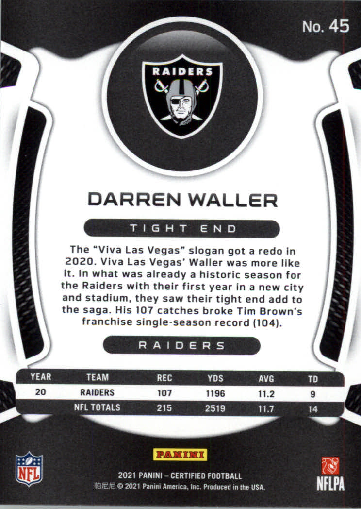 2021 Certified Football Card Pick (Base)