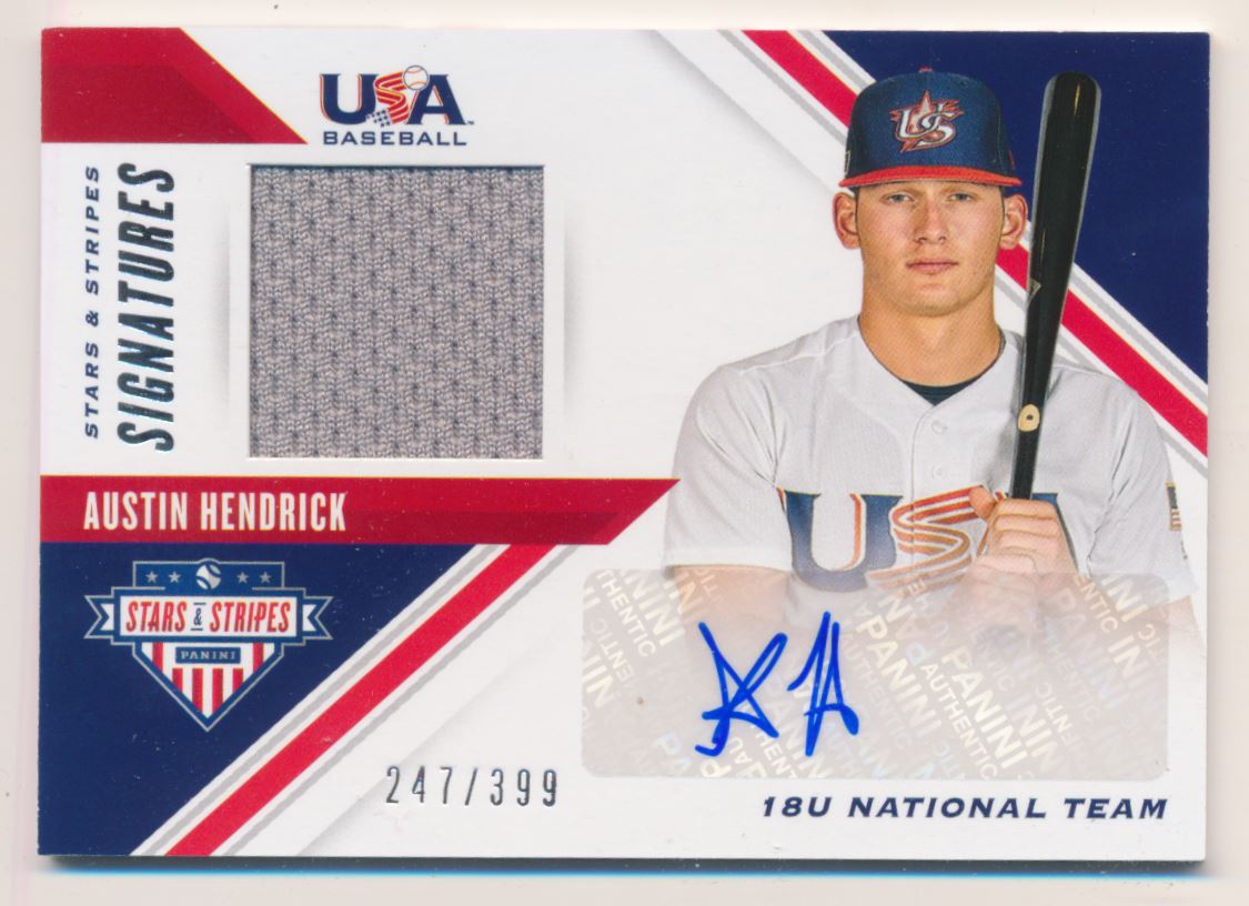 2020 USA Baseball Stars and Stripes Material Signatures #28 Austin Hendrick/399