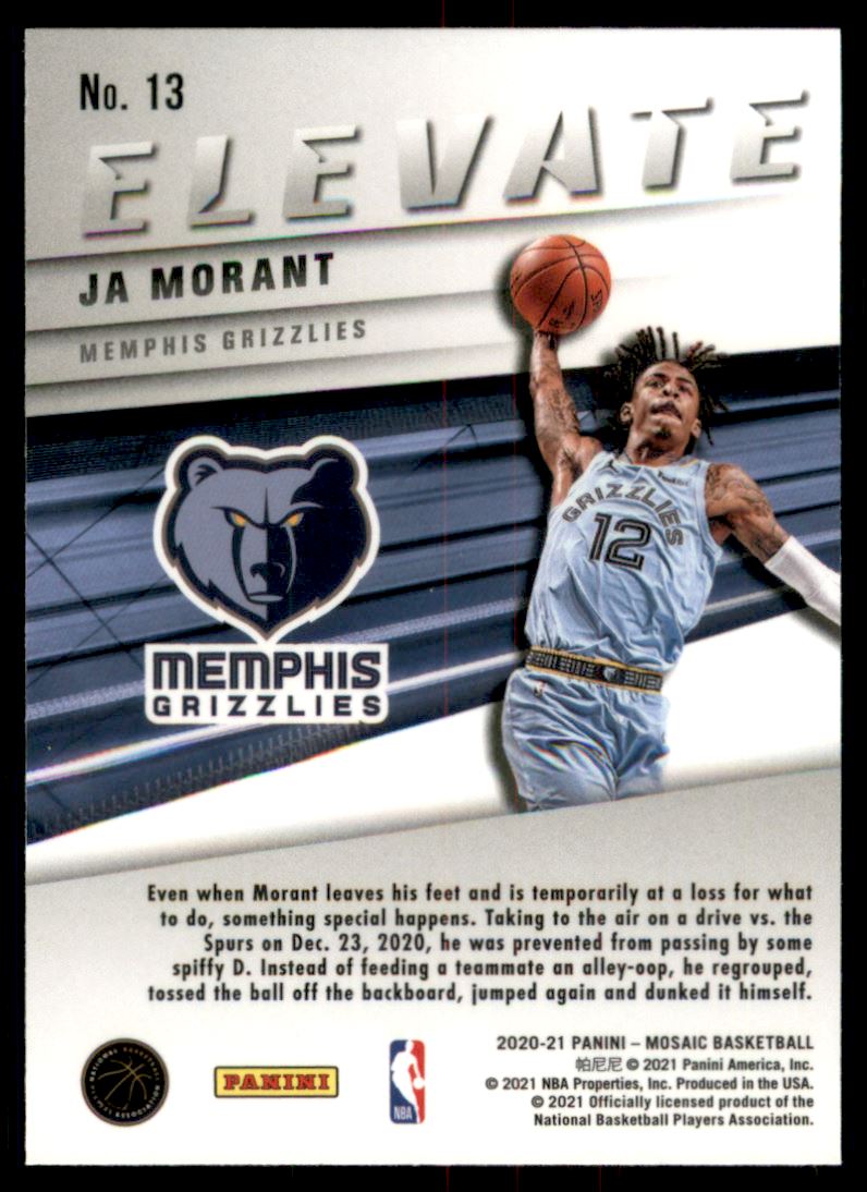 2020-21 Panini Mosaic Elevate #13 Ja Morant