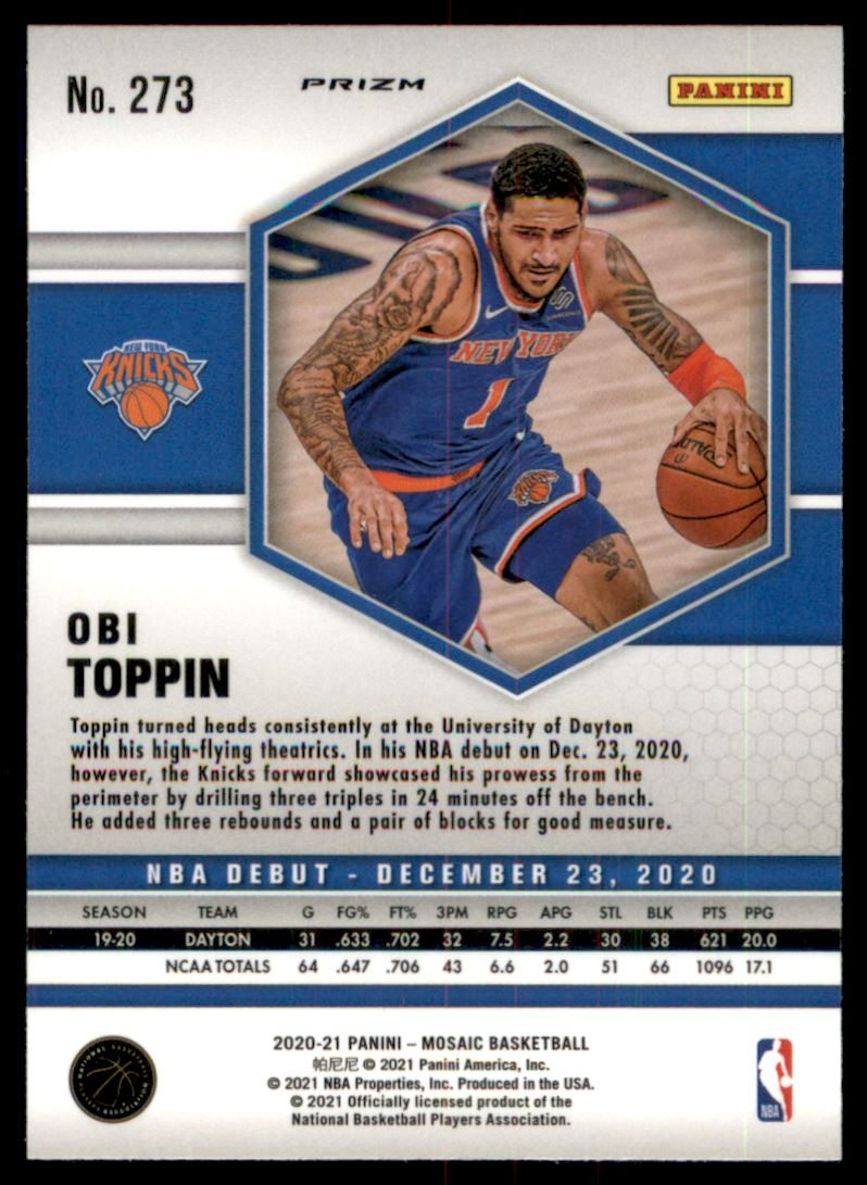 2020-21 Panini Mosaic Mosaic Green #273 Obi Toppin