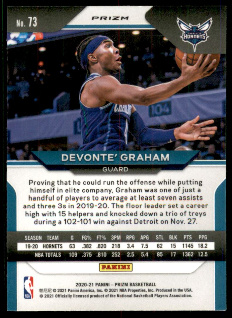 2020-21 Panini Prizm Prizms Gold Wave #73 Devonte' Graham