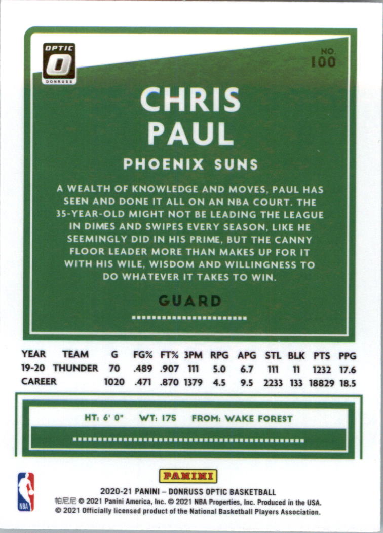 2020-21 Donruss Optic Basketball Card Pick (Base) - Bild 201 von 401