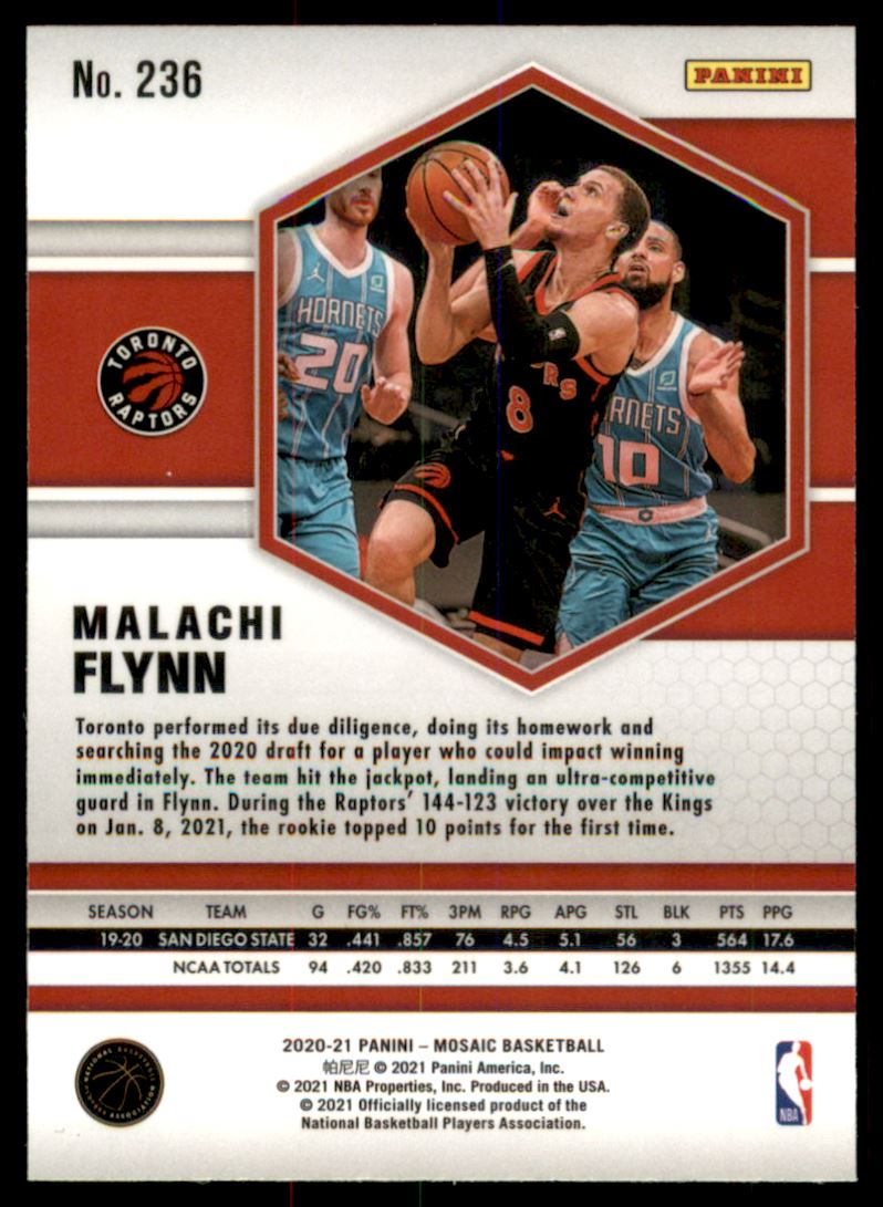 2020-21 Panini Mosaic Mosaic #236 Malachi Flynn