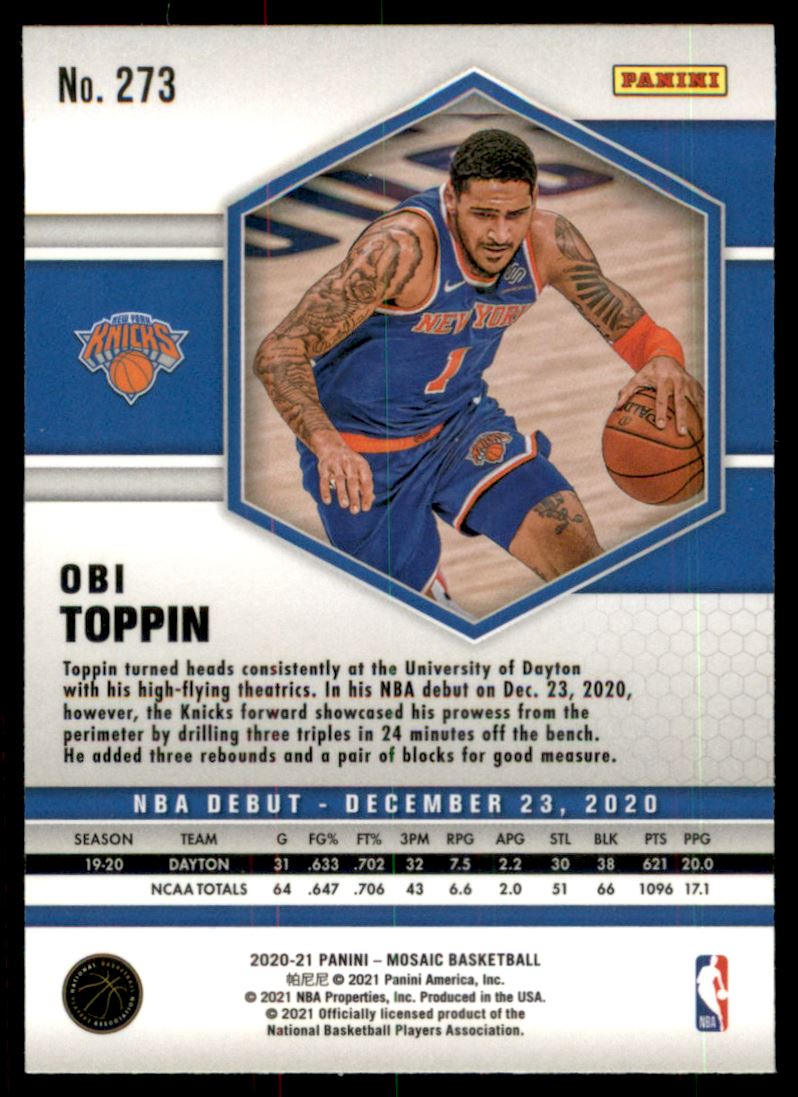 2020-21 Panini Mosaic Mosaic #273 Obi Toppin