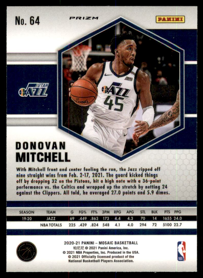 2020-21 Panini Mosaic Mosaic Camo Pink #64 Donovan Mitchell