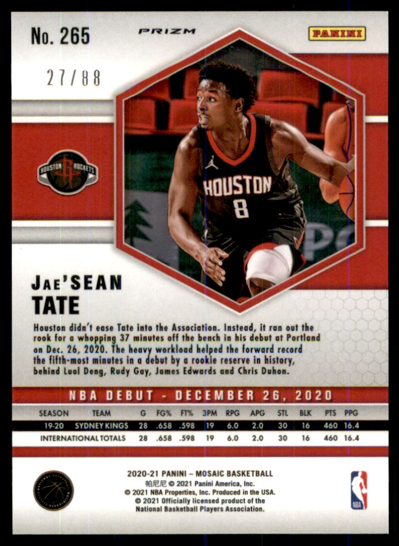 2020-21 Panini Mosaic Mosaic Choice Fusion Red and Yellow #265 Jae'Sean Tate