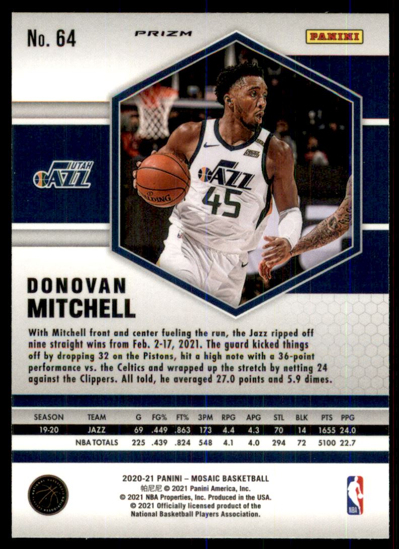 2020-21 Panini Mosaic Mosaic Green #64 Donovan Mitchell