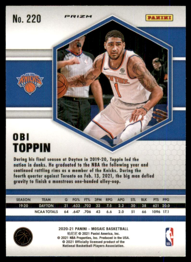 2020-21 Panini Mosaic Mosaic Green #220 Obi Toppin