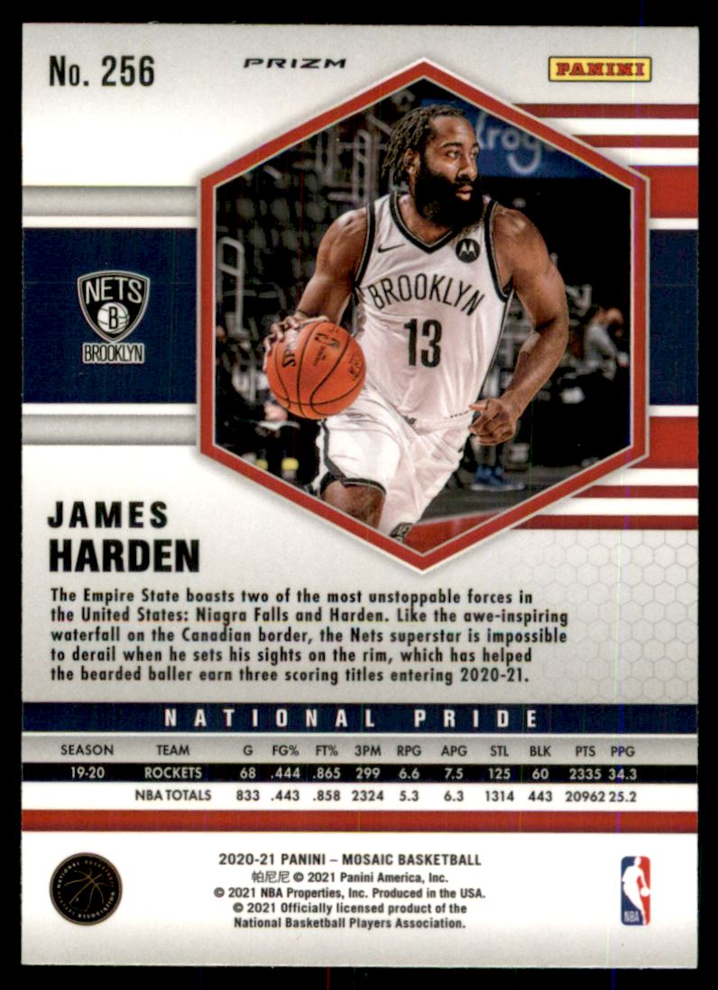 2020-21 Panini Mosaic Mosaic Green #256 James Harden