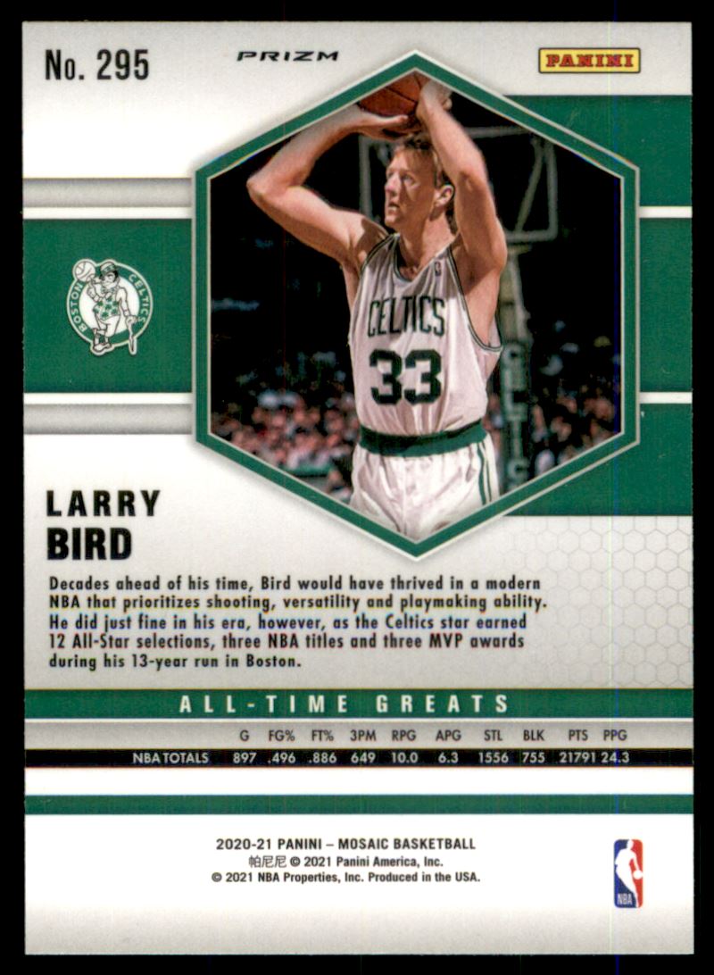 2020-21 Panini Mosaic Mosaic Green #295 Larry Bird