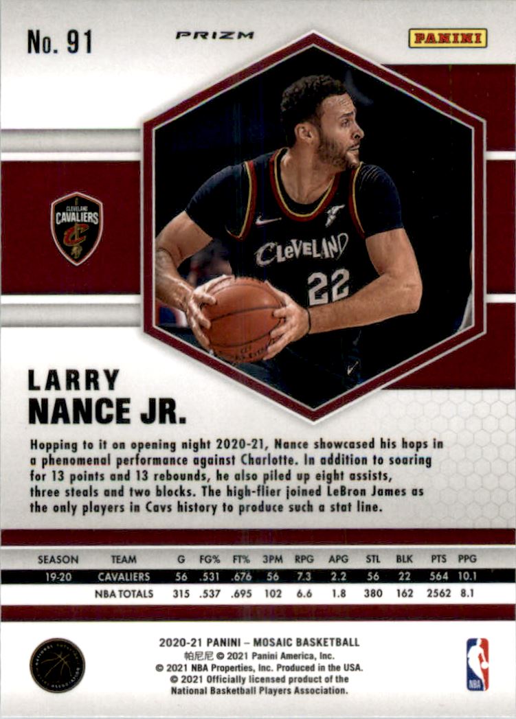 2020-21 Panini Mosaic Mosaic Reactive Orange #91 Larry Nance Jr.