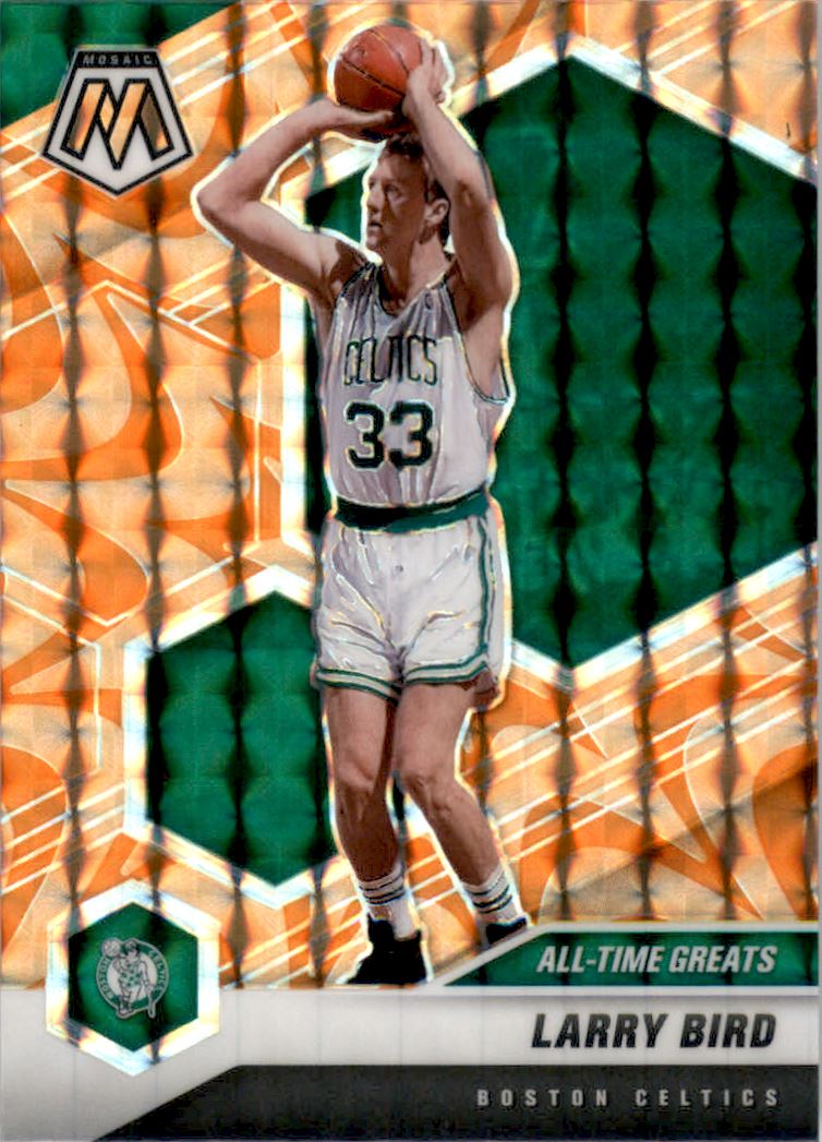 2020-21 Panini Mosaic Mosaic Reactive Orange #295 Larry Bird