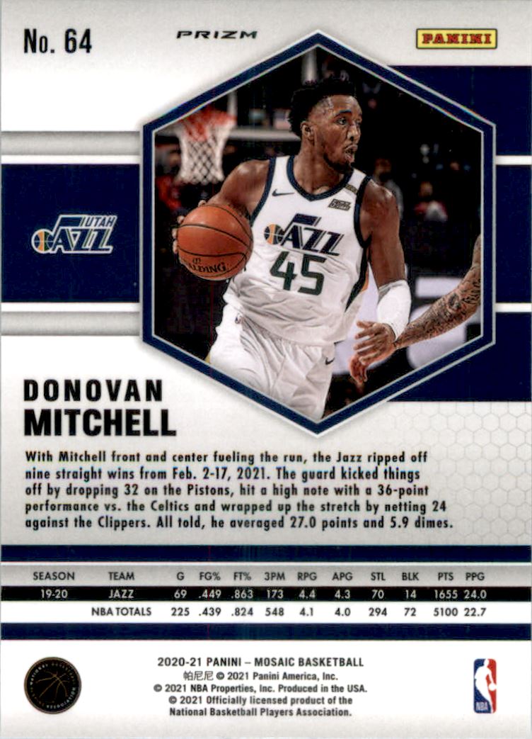 2020-21 Panini Mosaic Mosaic Red #64 Donovan Mitchell