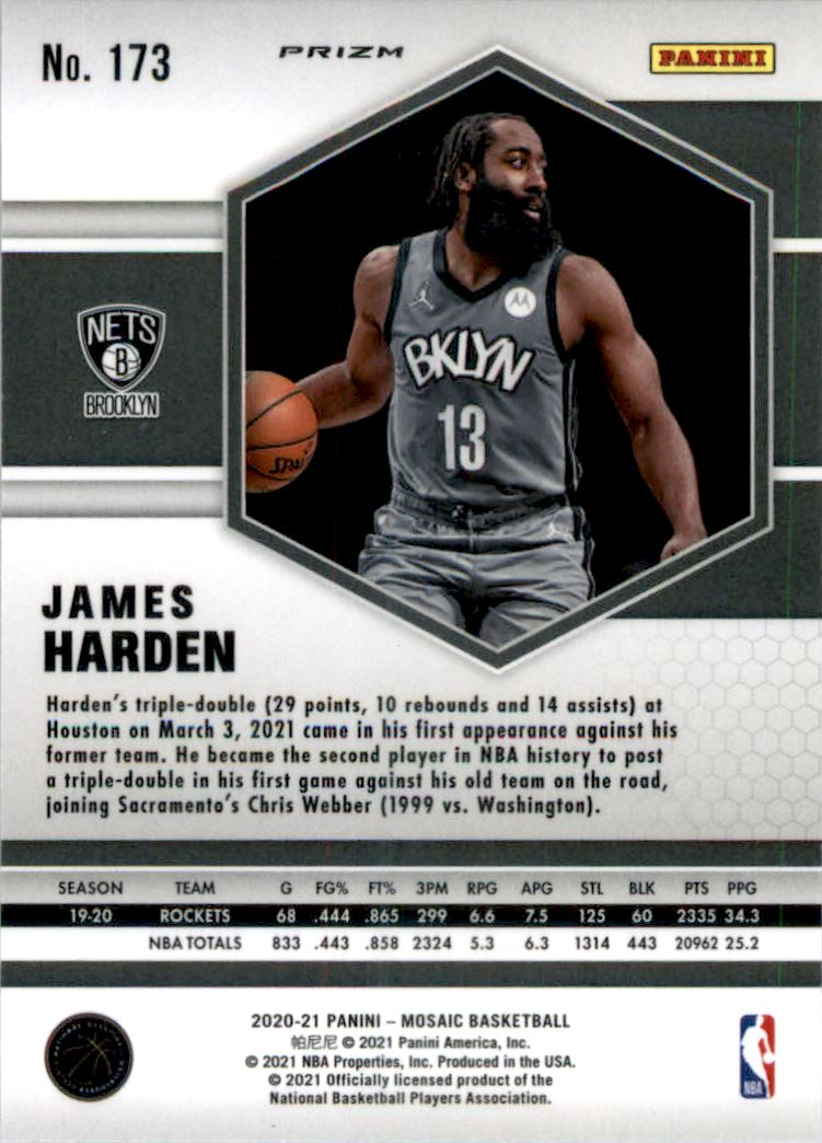 2020-21 Panini Mosaic Mosaic Red #173 James Harden