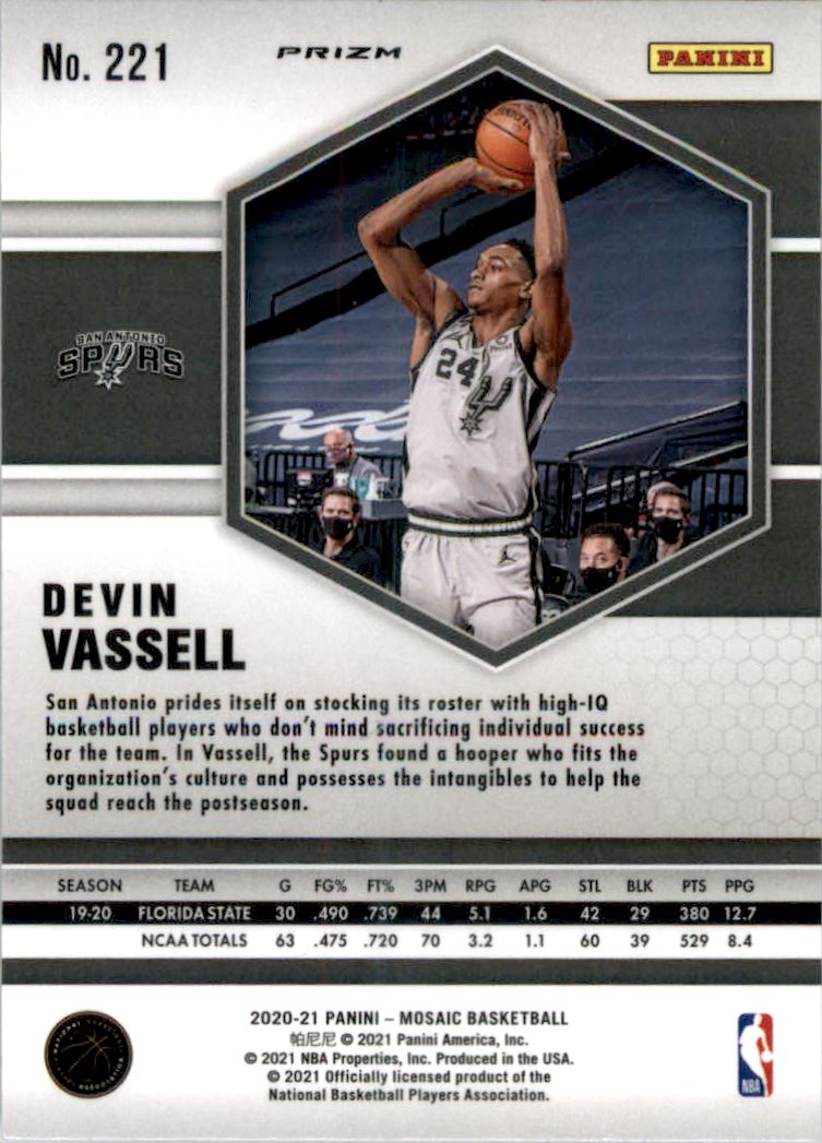 2020-21 Panini Mosaic Mosaic Red #221 Devin Vassell