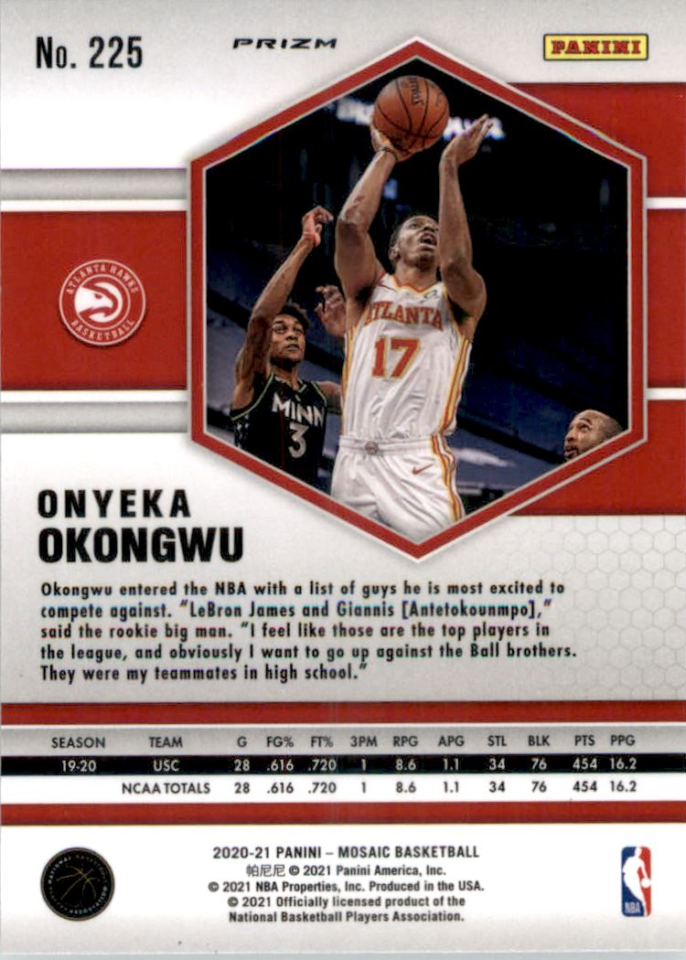 2020-21 Panini Mosaic Mosaic Red #225 Onyeka Okongwu