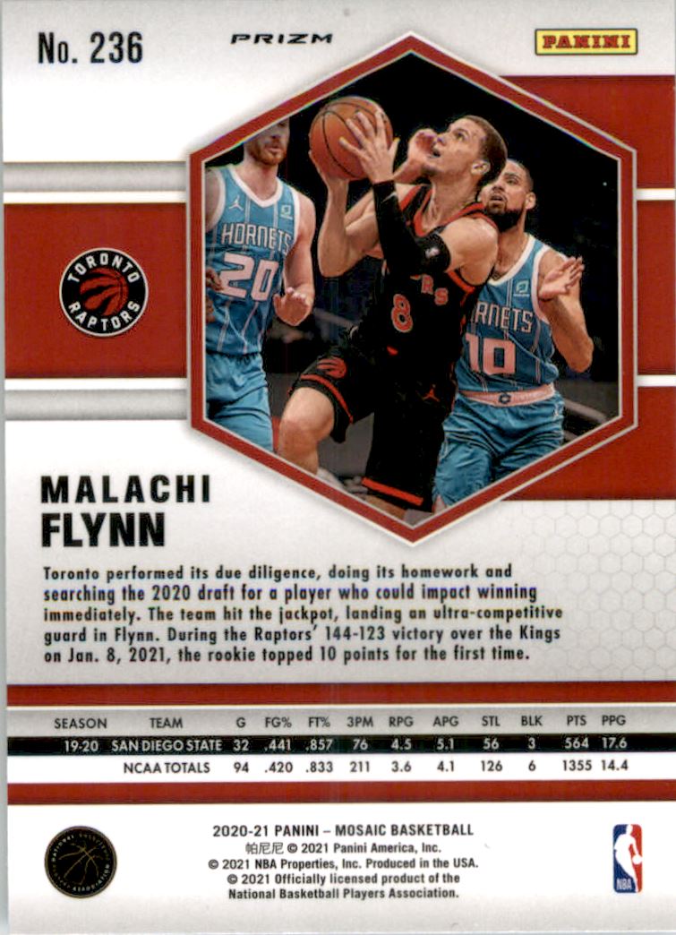 2020-21 Panini Mosaic Mosaic Red #236 Malachi Flynn
