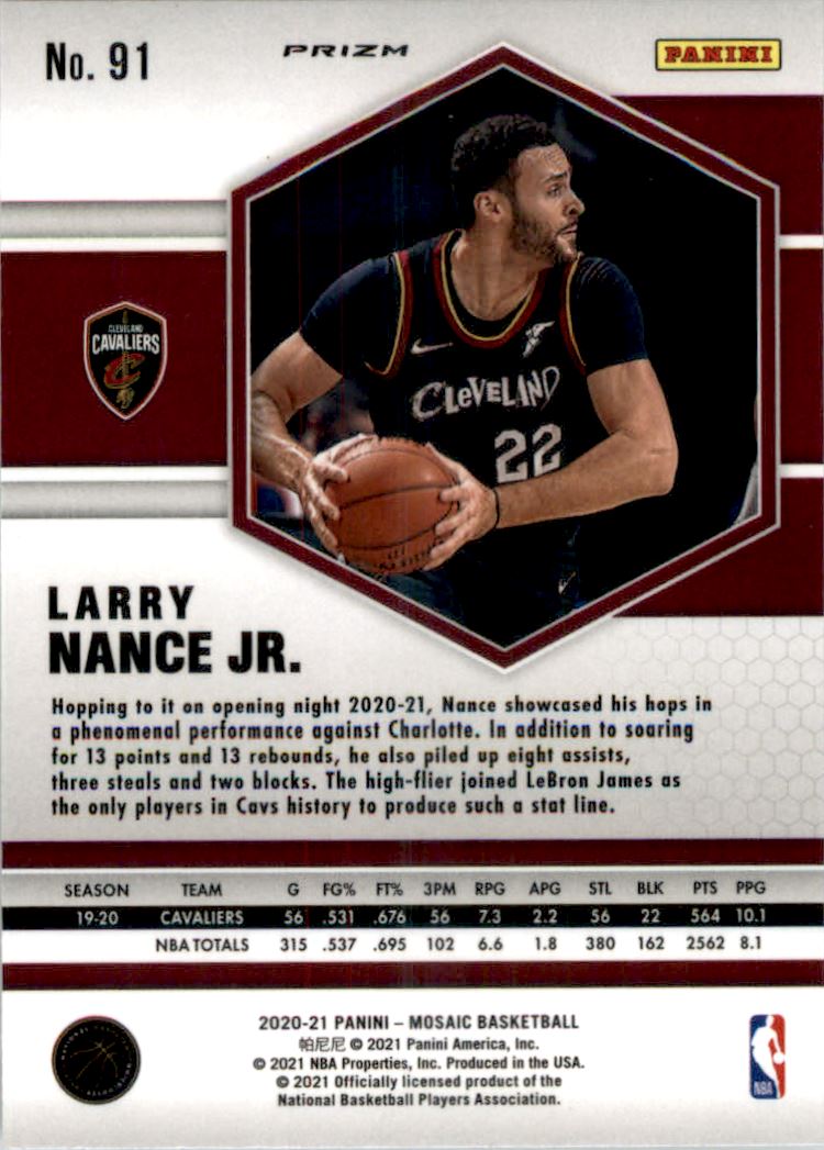 2020-21 Panini Mosaic Silver #91 Larry Nance Jr.
