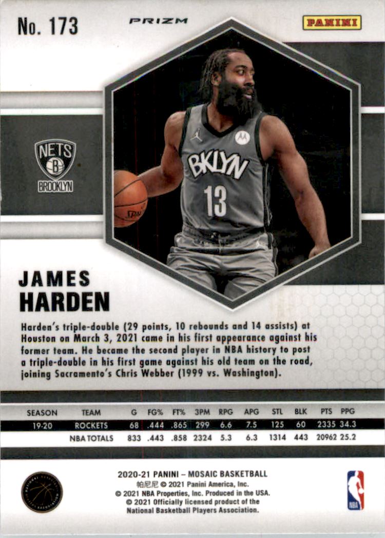 2020-21 Panini Mosaic Silver #173 James Harden