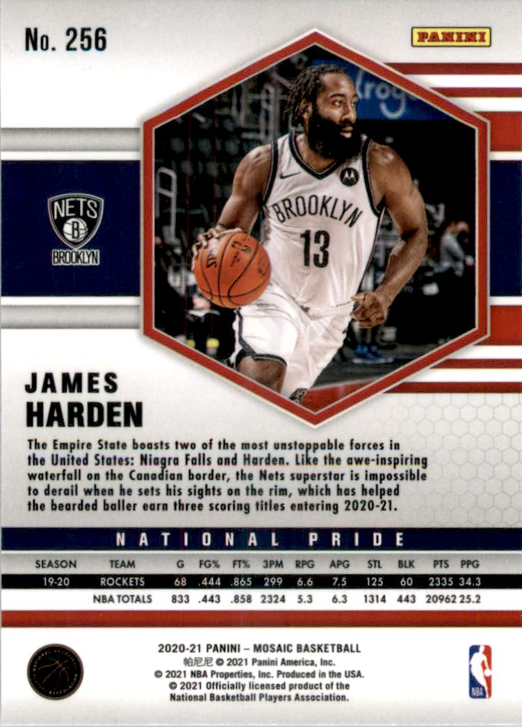 2020-21 Panini Mosaic Silver #256 James Harden