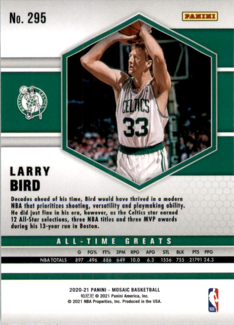 2020-21 Panini Mosaic Silver #295 Larry Bird