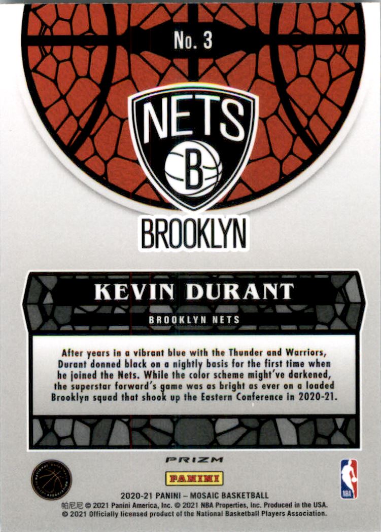 2020-21 Panini Mosaic Stained Glass #3 Kevin Durant